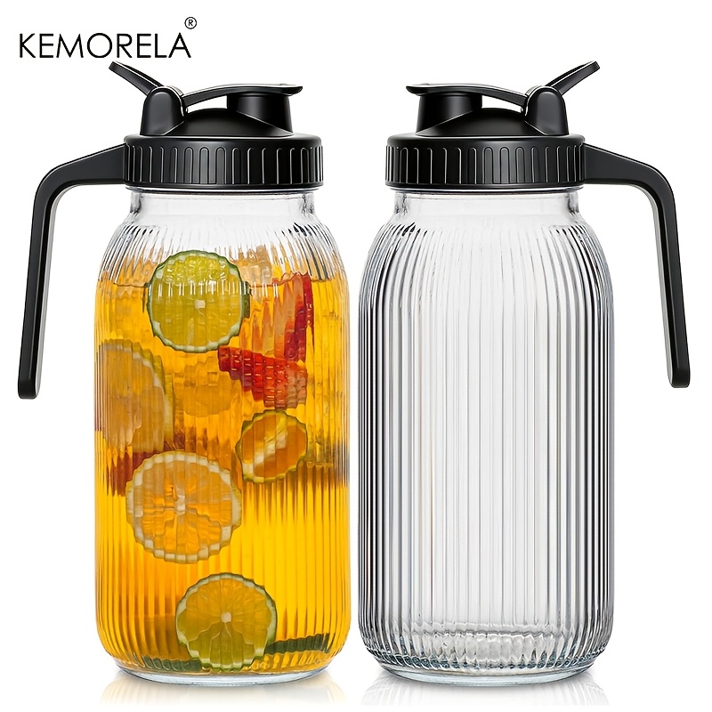 2PCS Glass Mason Jar Pitcher L - Bean Hopper Lid review and price